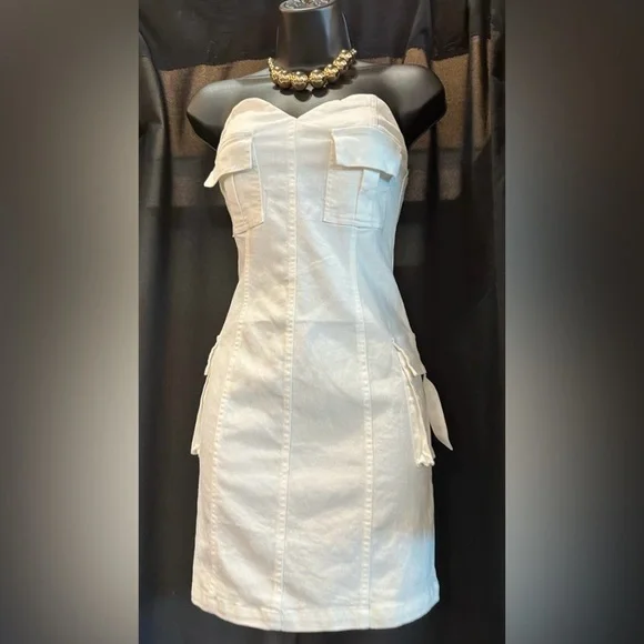 Strapless Denim Cargo Mini Dress - Picture 3 of 3